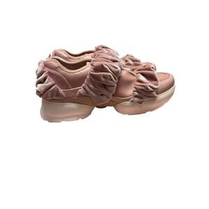Kate Spade Pink Velvet Ruffle Strap Slip-On Sneakers Women’s 7 Chic Luxe